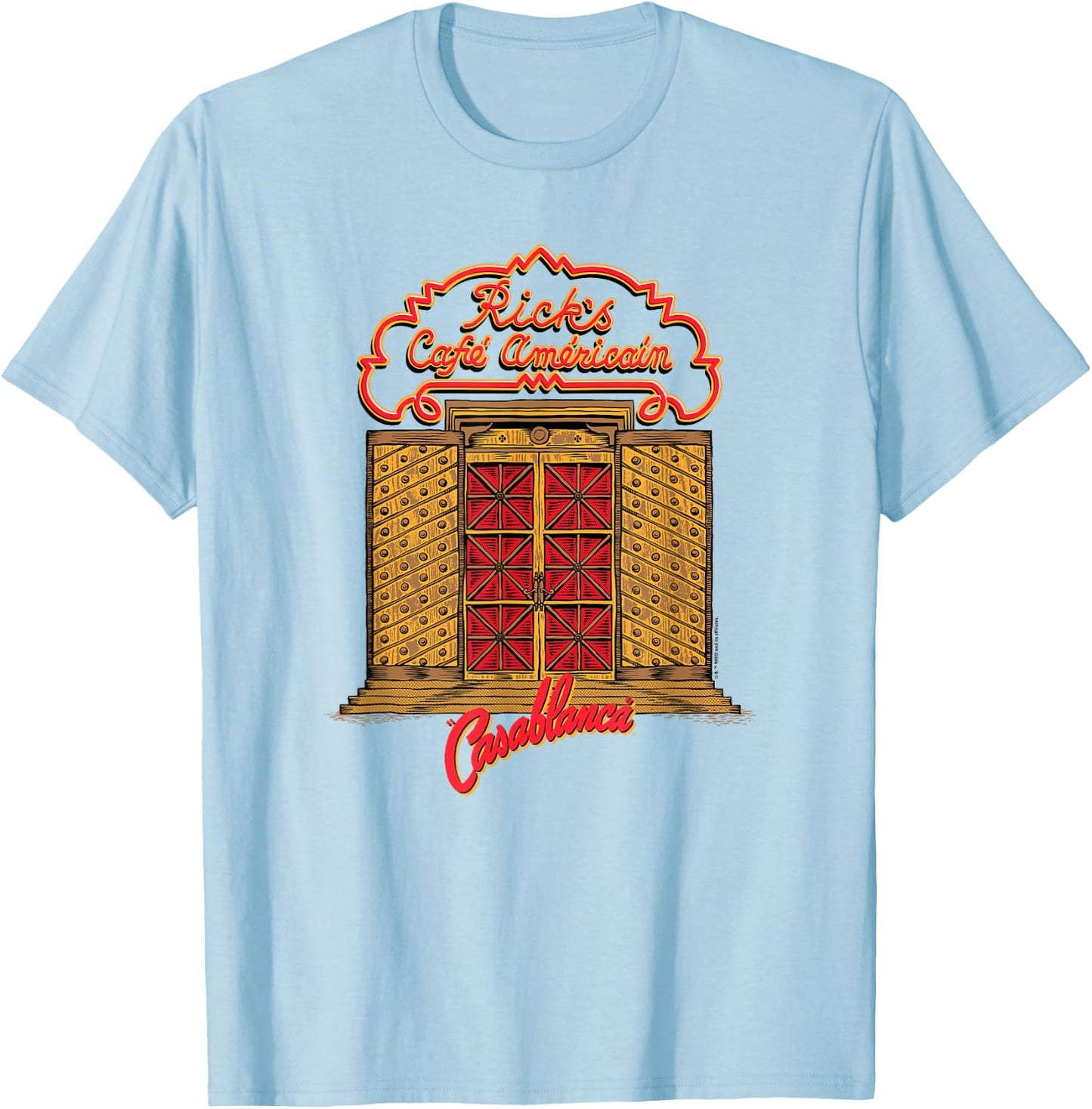 WB100 Casablanca Rick's Café Amèricain Vintage Logo T-Shirt - T-Shirt | Light Blue