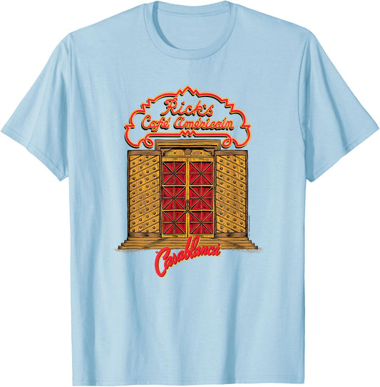 WB100 Casablanca Rick's Café Amèricain Vintage Logo T-Shirt - T-Shirt | Light Blue