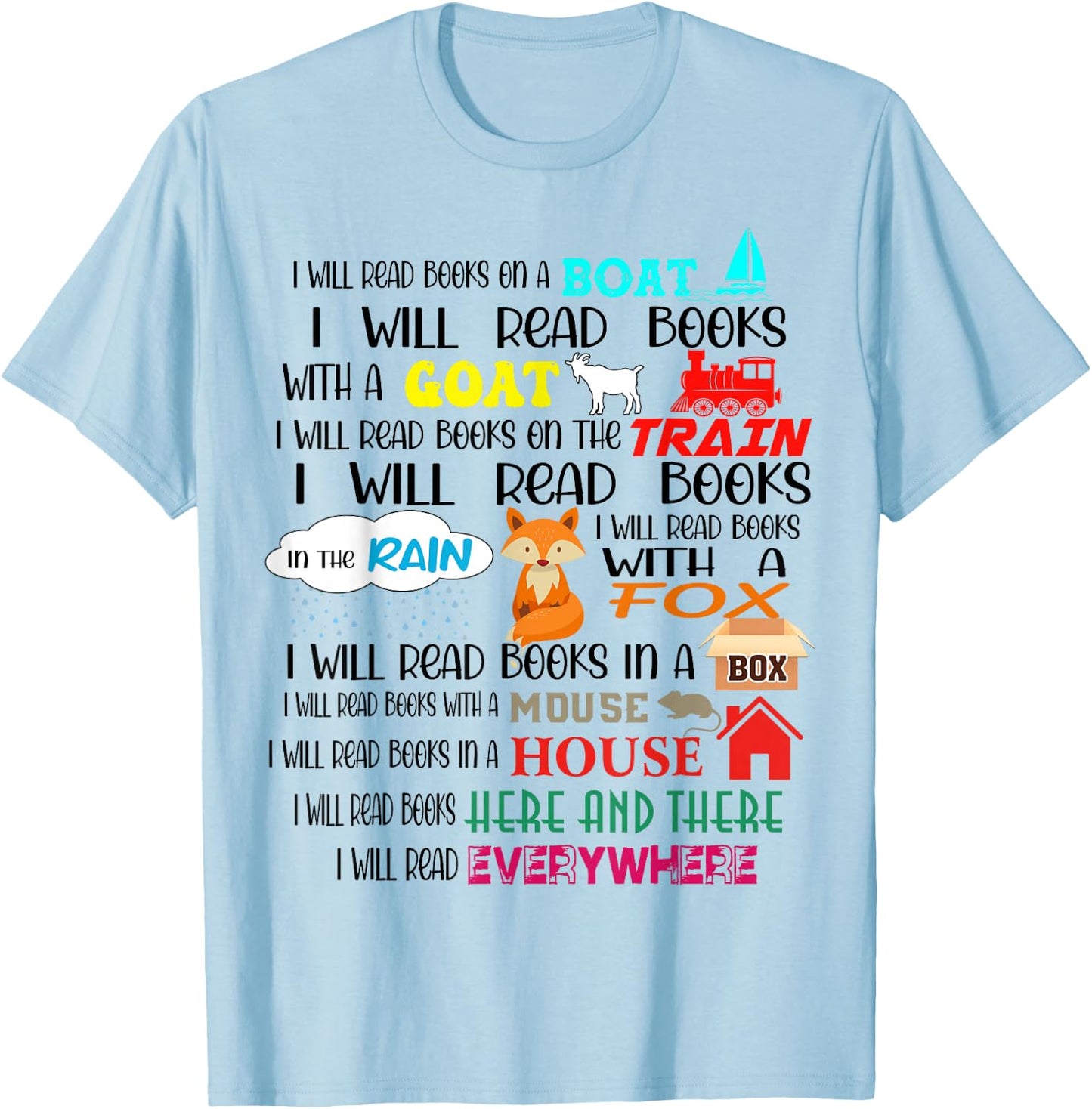 Teacher I Will Read Book On Boat Kids Women Funny Bookworm T-Shirt - T-Shirt | Light Blue