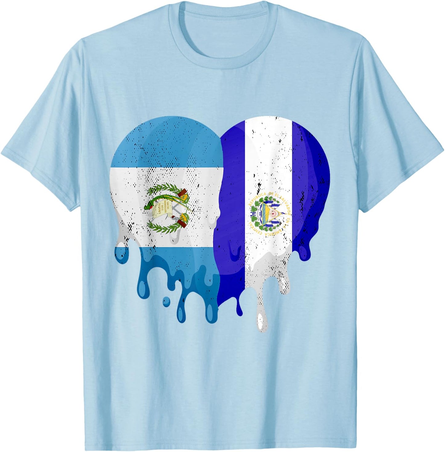 Guatemala El Salvador Flag Heart Grown Patriot Country T-Shirt - T-Shirt | Light Blue