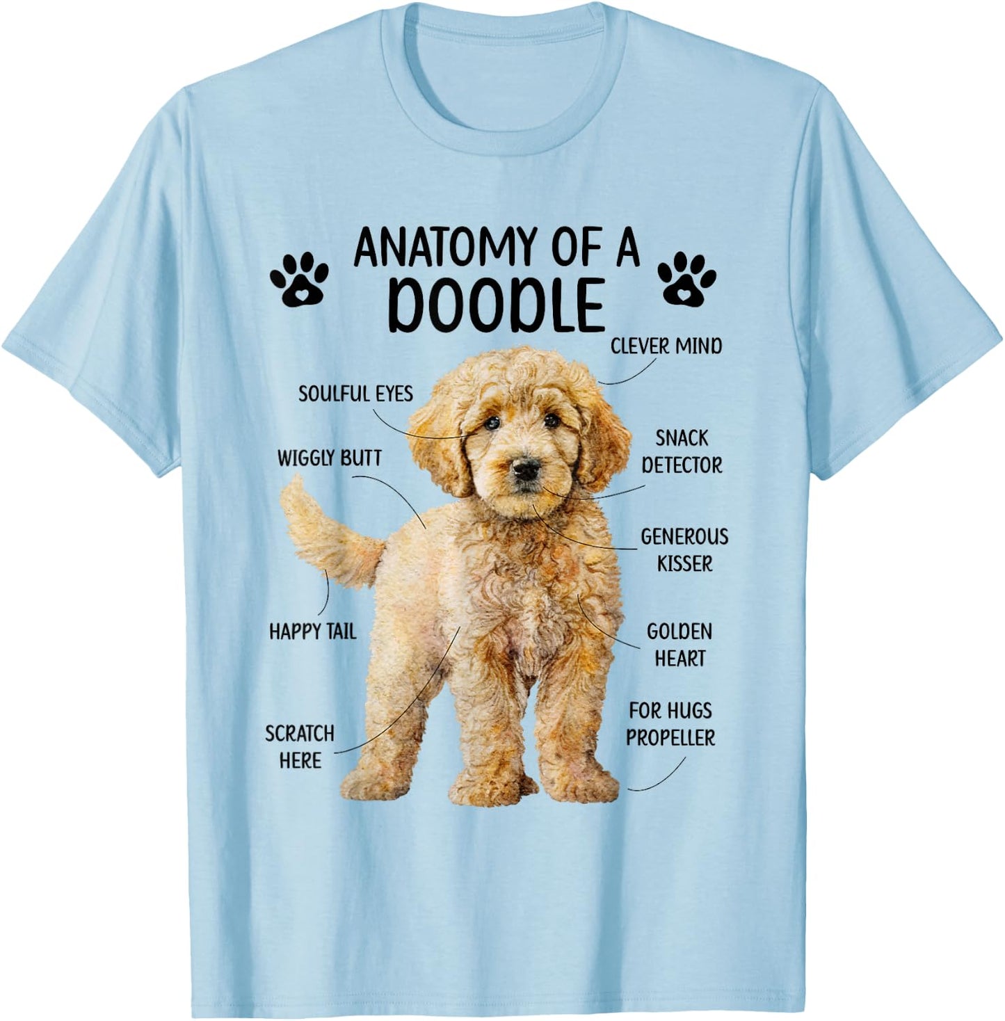 Anatomy of A Doodle Dog Doodle Owner Goldendoodle Mom T-Shirt - T-Shirt | Light Blue