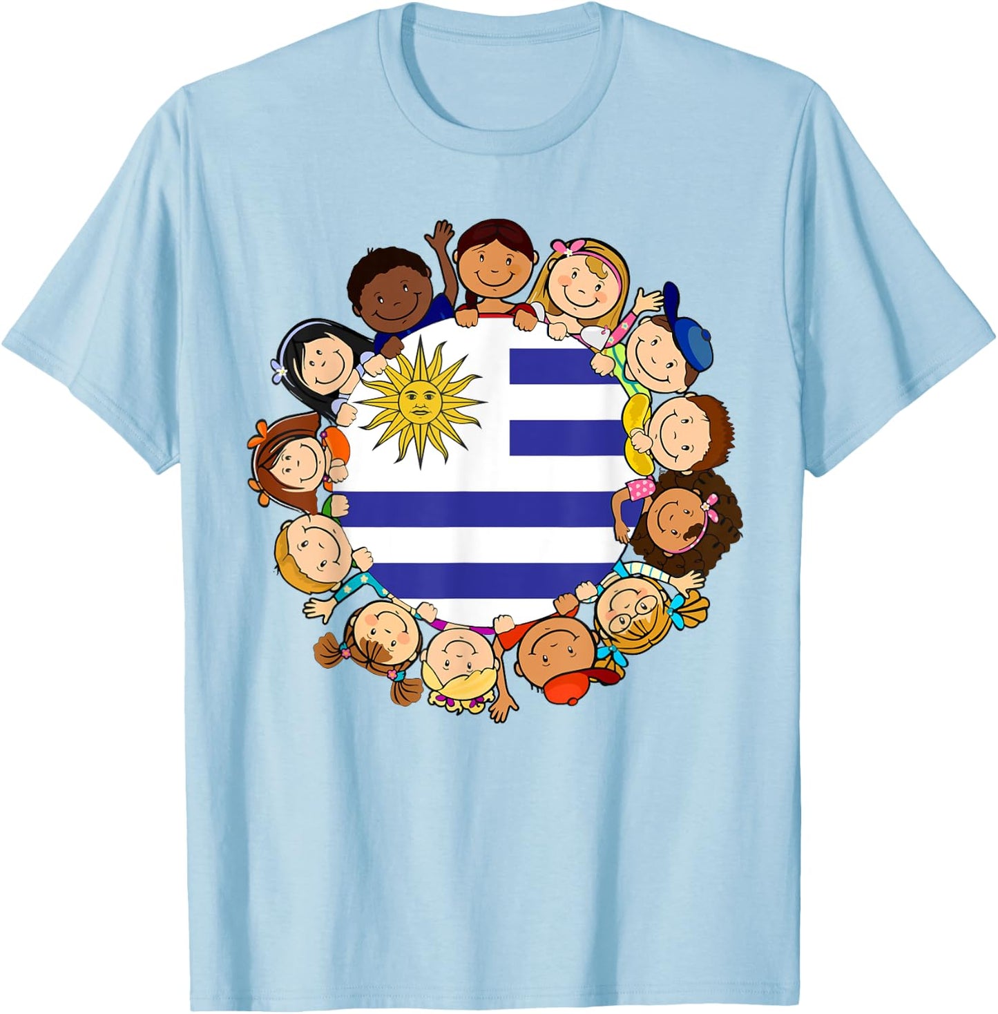 Uruguayan Kids Uruguay Flag Hispanic Heritage Month Boy Girl T-Shirt - T-Shirt | Light Blue
