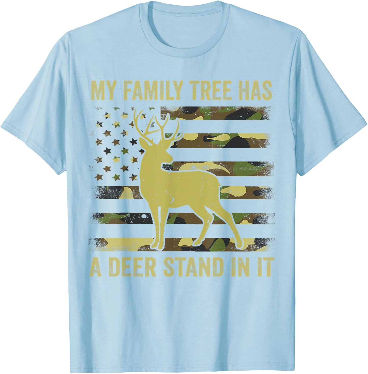 Hunting-Shirt My Family Tree Has Deer Stand In It Funny Camo T-Shirt - T-Shirt | Light Blue