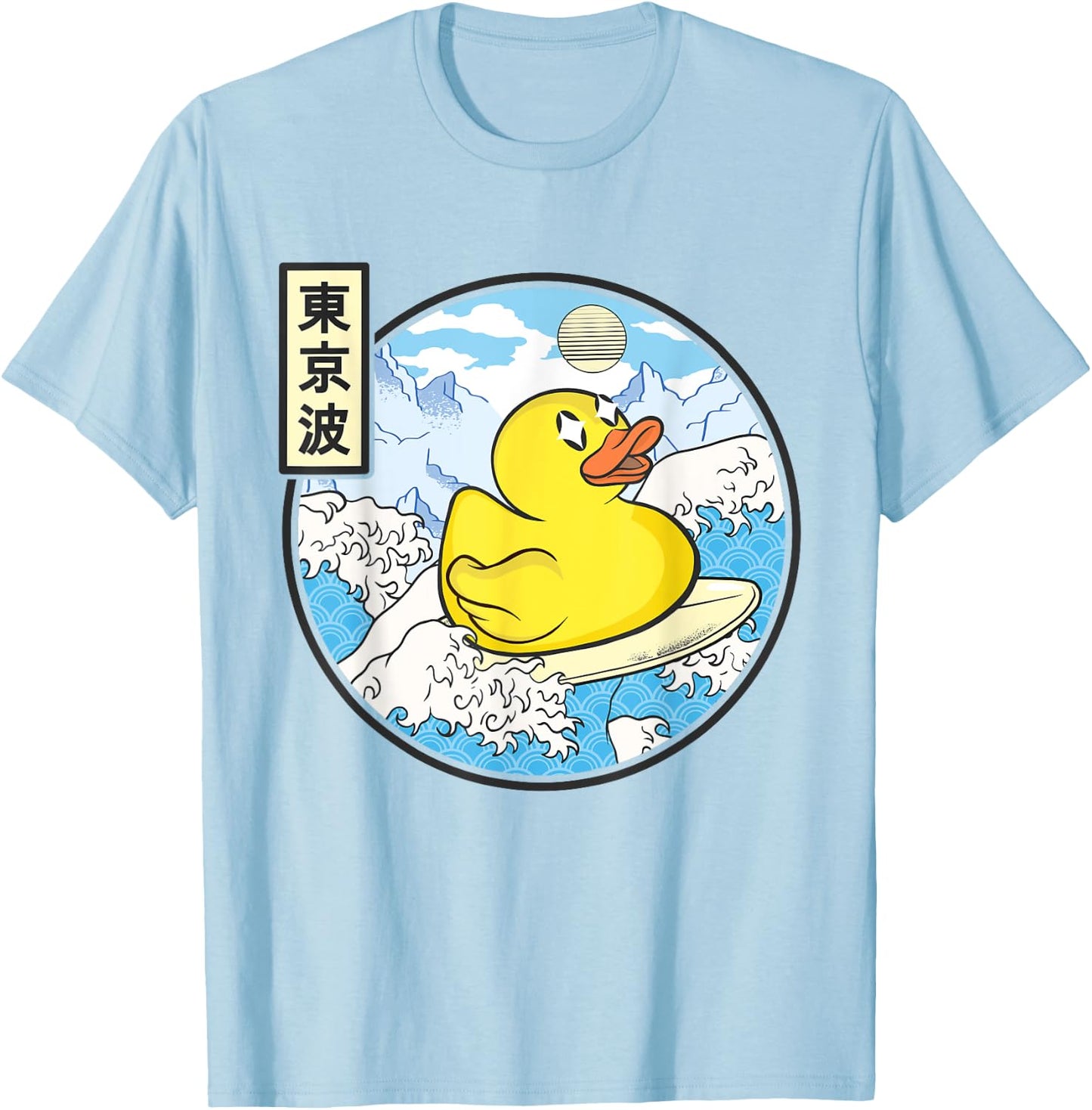 Rubber Duck Great Waves Kawaii Aesthetic T-Shirt - T-Shirt | Light Blue