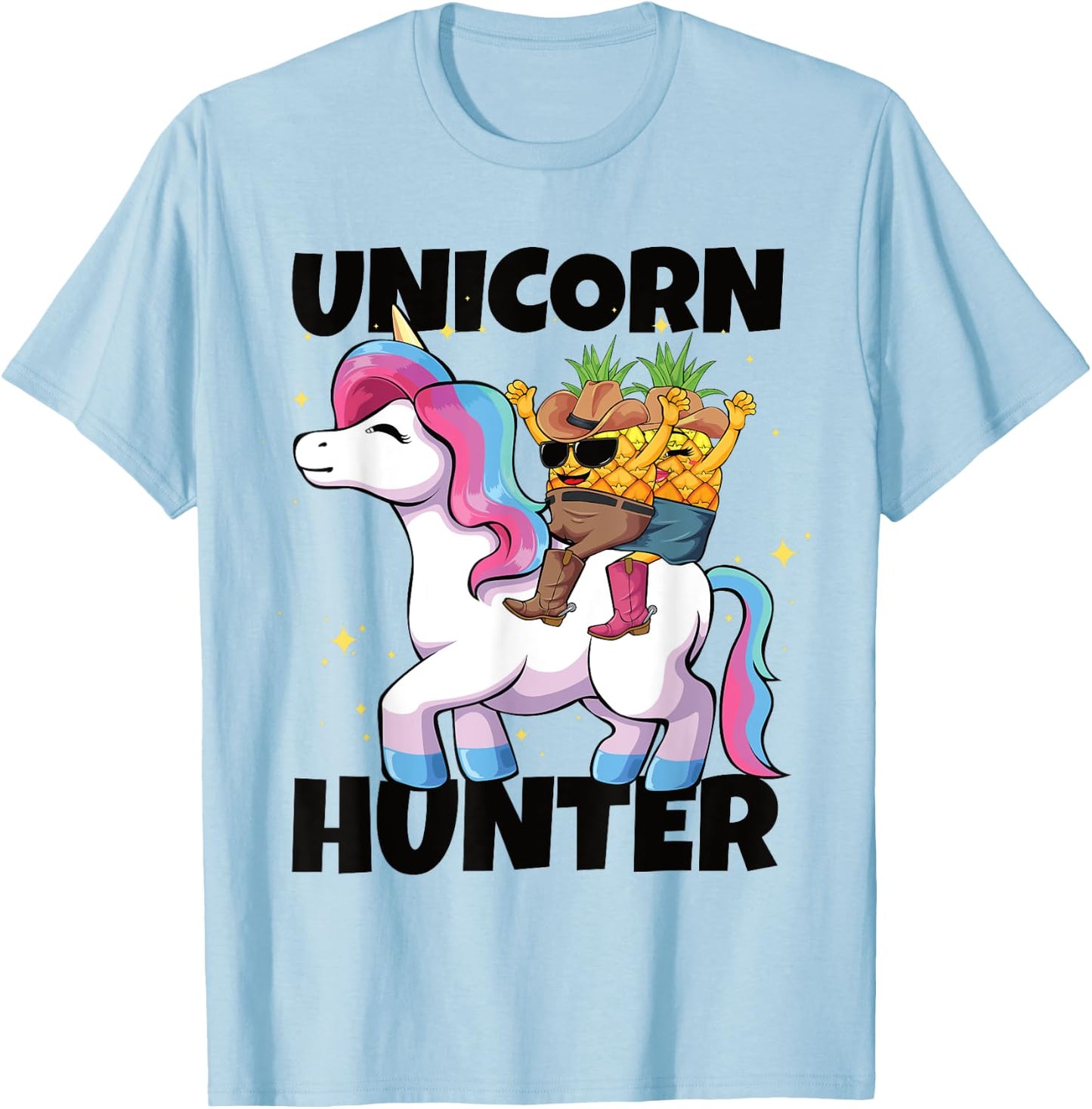 Upside Down Pineapple Swinger Unicorn Hunter T-Shirt - T-Shirt | Light Blue