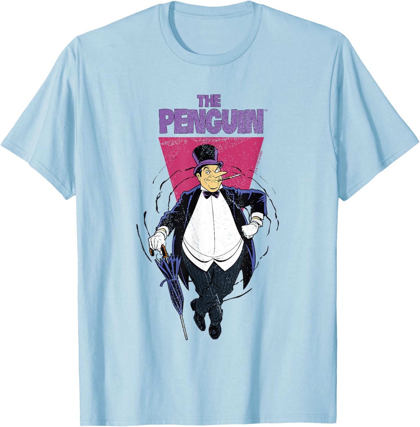 Batman Vintage Classic The Penguin Comic Villain Badge T-Shirt - T-Shirt | Light Blue