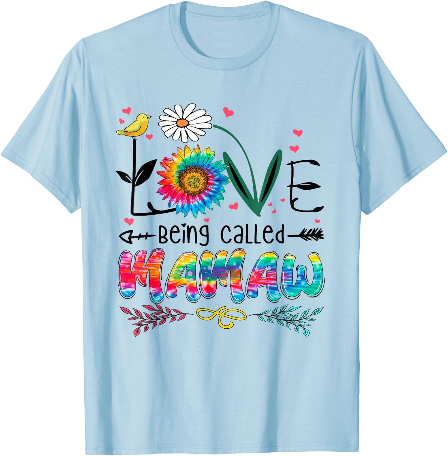 Tie Dye I Love Being Called Mamaw Funny Mothers Day 2026 T-Shirt - T-Shirt | Light Blue