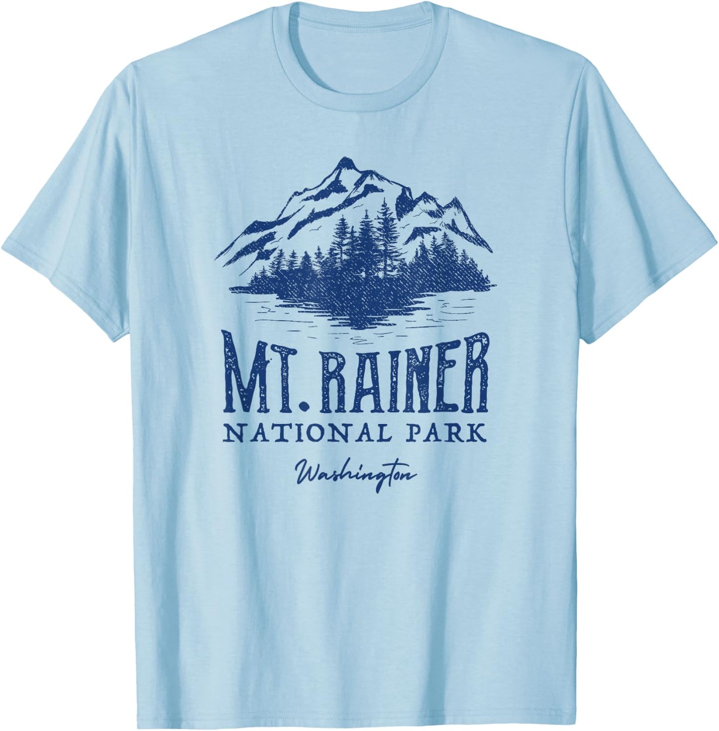 Mt. Rainier National Park Vintage Mountains Graphic T-Shirt - T-Shirt | Light Blue