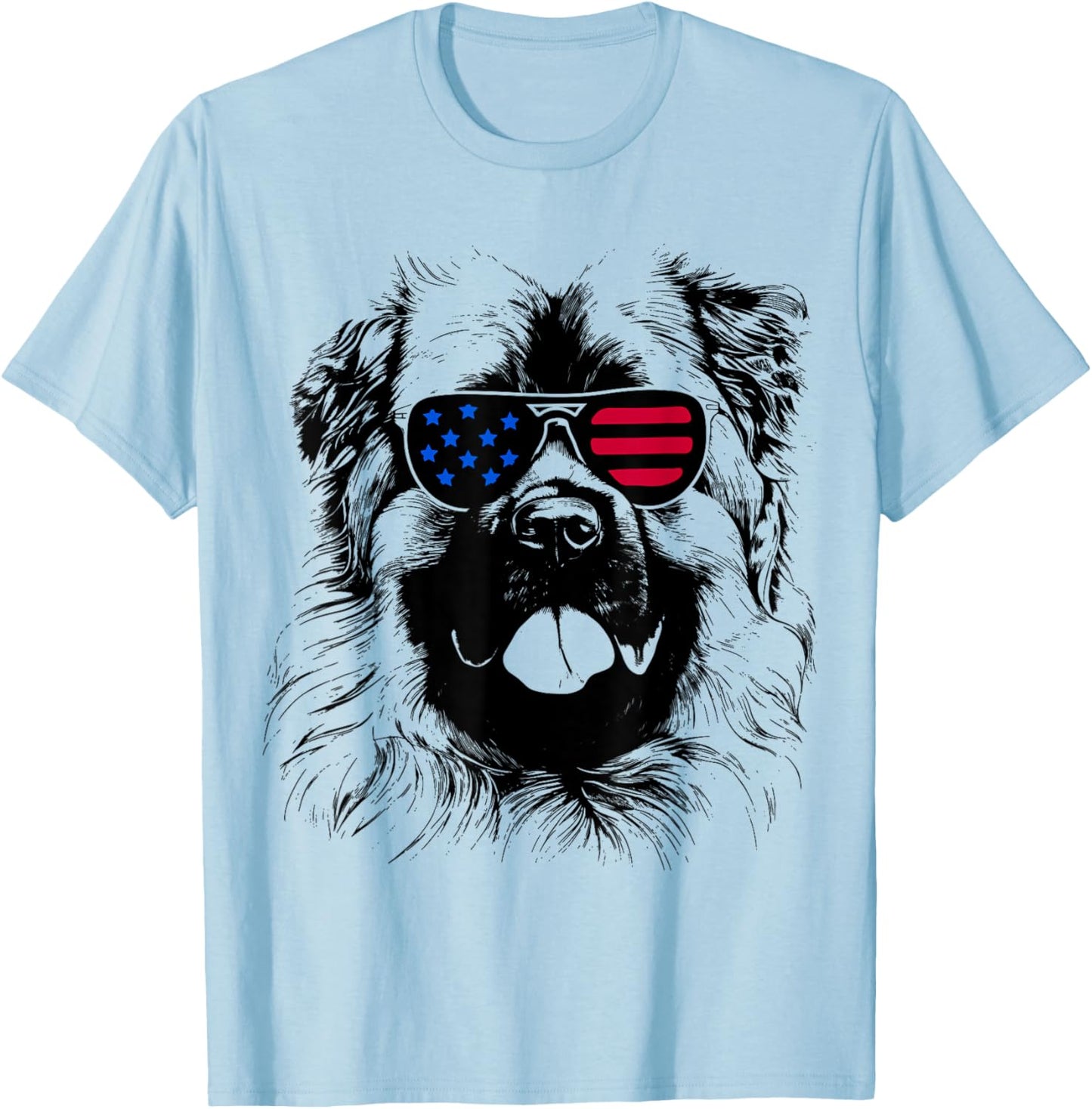 Caucasian Shepherd Dog 4th July America USA Flag T-Shirt - T-Shirt | Light Blue