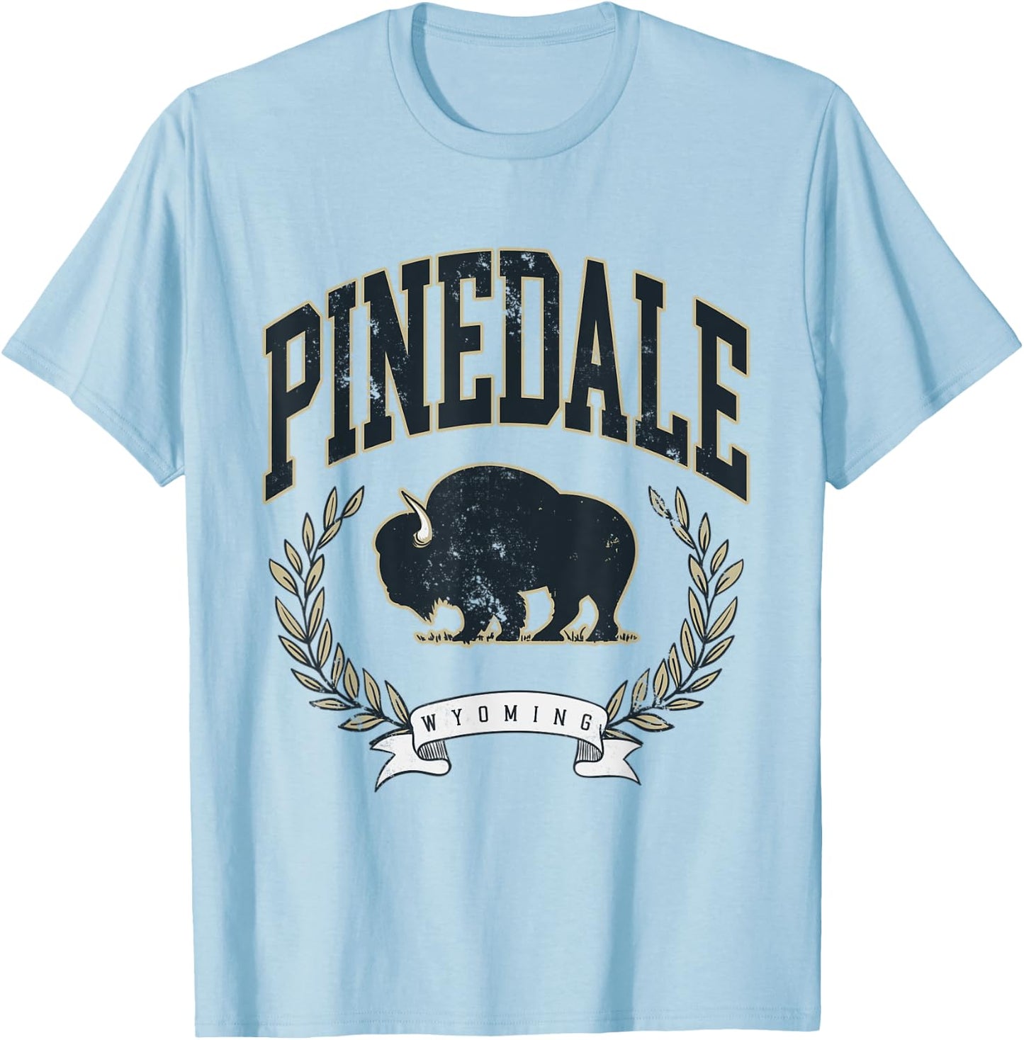 Vintage Pinedale Wyoming Mountains Bison Western T-Shirt - T-Shirt | Light Blue