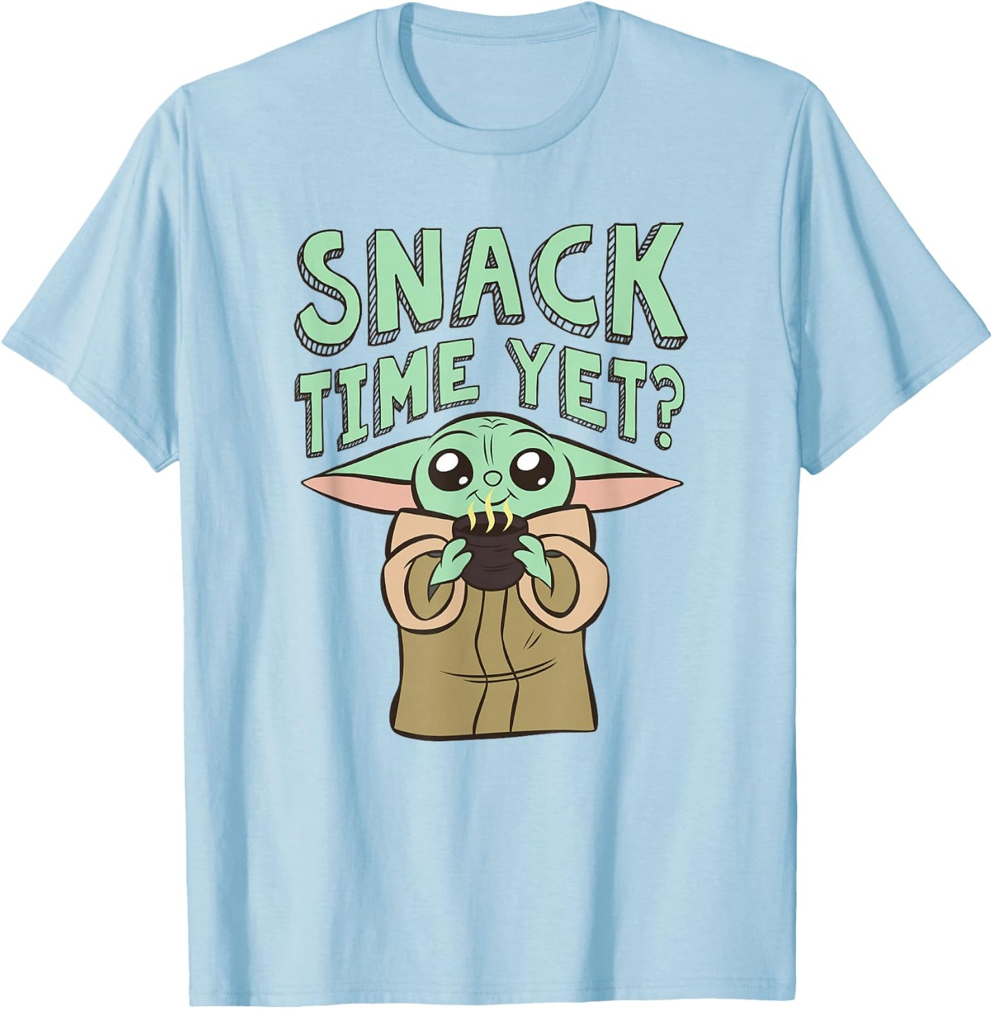 Star Wars: The Mandalorian Baby Yoda Snack Time Yet? Cute T-Shirt - T-Shirt | Light Blue