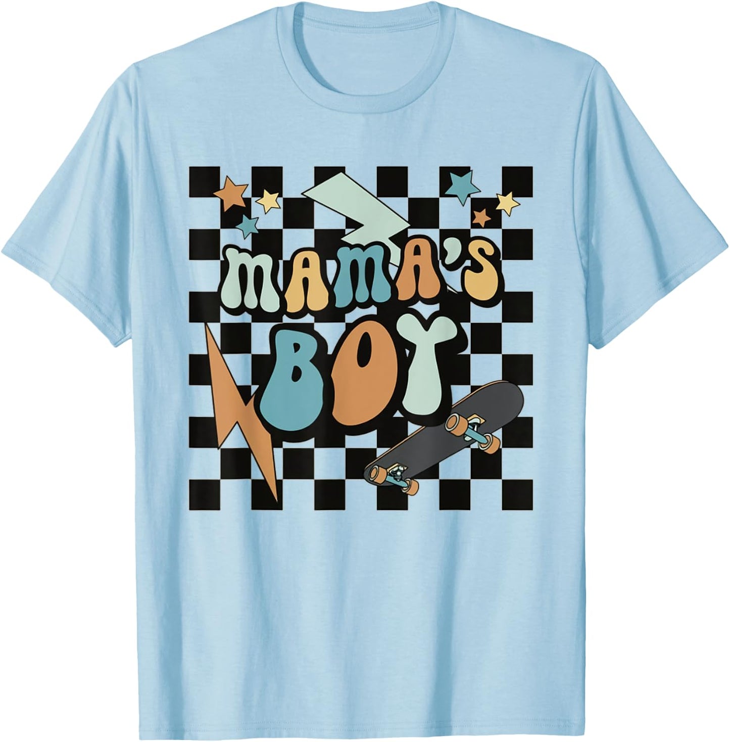 Groovy Mama's Boy Cute Retro Skater Toddler Kids T-Shirt - T-Shirt | Light Blue
