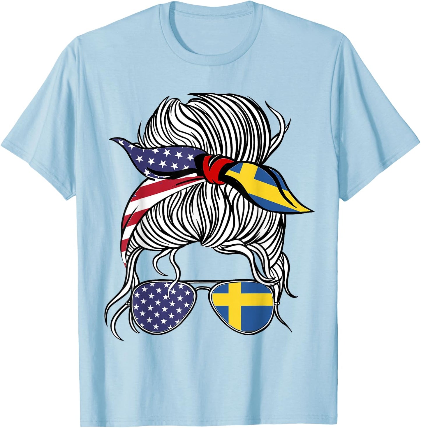 American Swedish Patriot Flag Women Girl Sweden Grown T-Shirt - T-Shirt | Light Blue