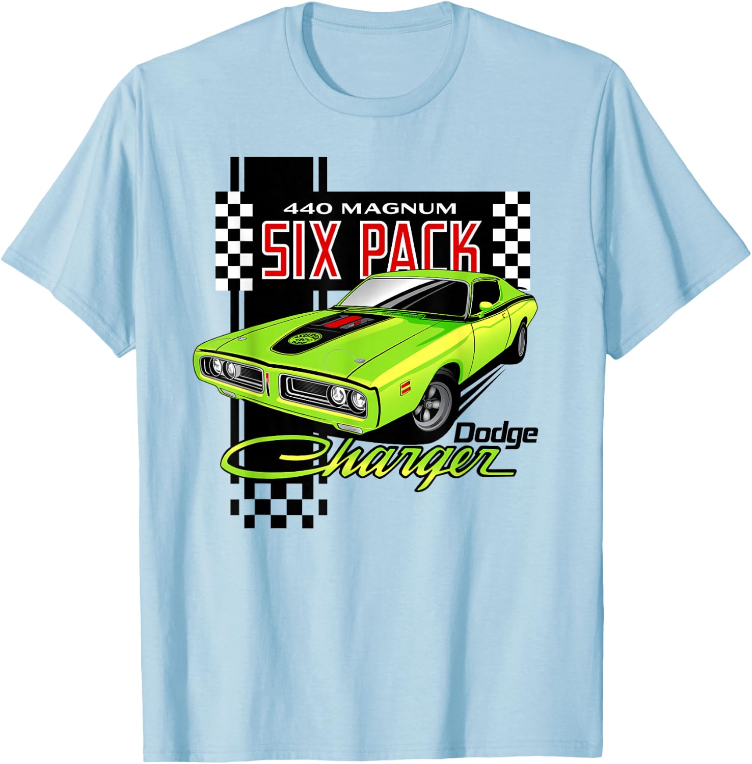 Dodge Charger 440 Magnum Six Pack T-Shirt - T-Shirt | Light Blue