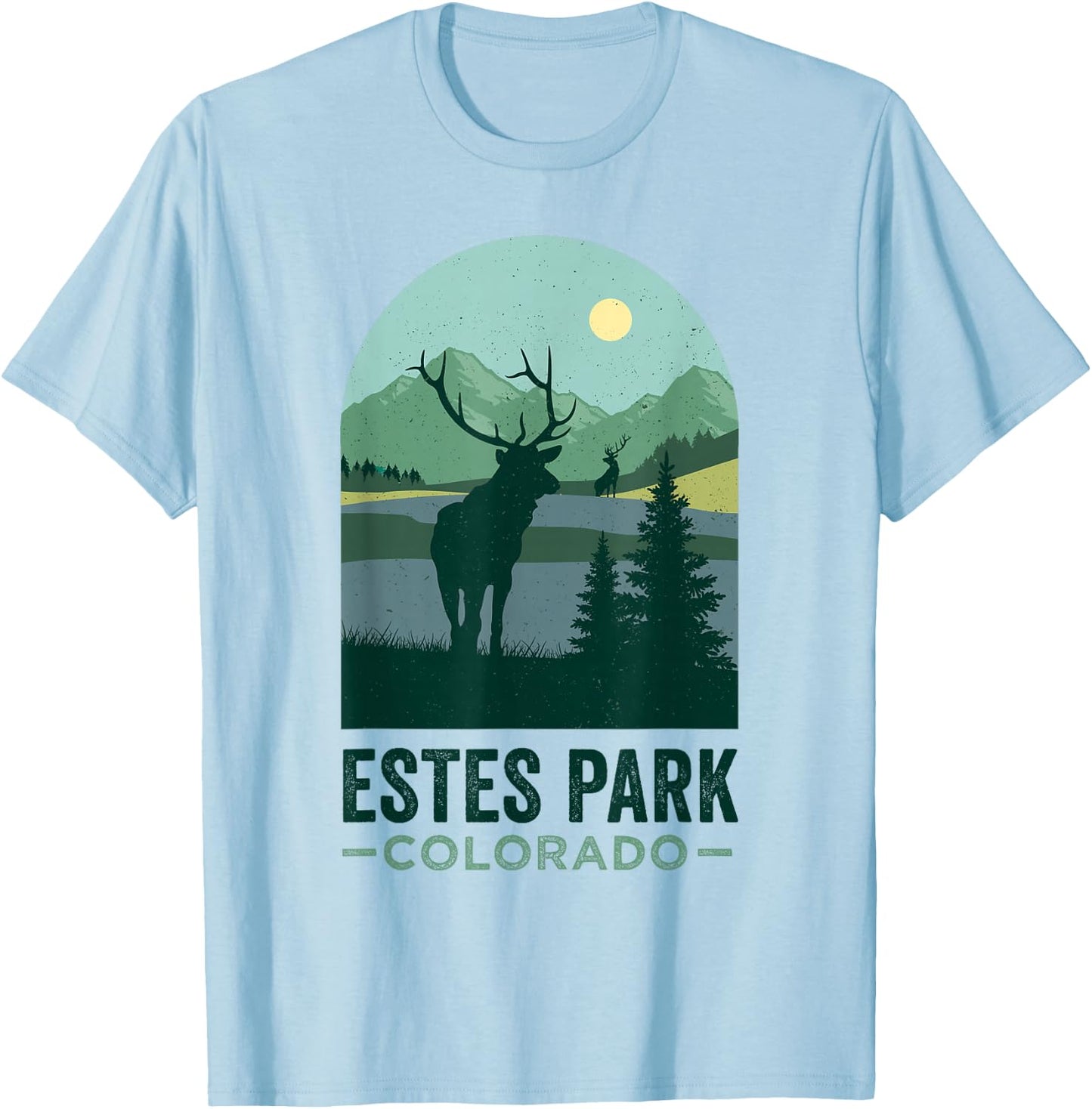Estes Park Wildlife Vintage Estes Park Colorado T-Shirt - T-Shirt | Light Blue