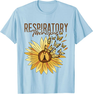 Respiratory Therapist Sunflower RT Lungs Respiratory Therapy T-Shirt - T-Shirt | Light Blue