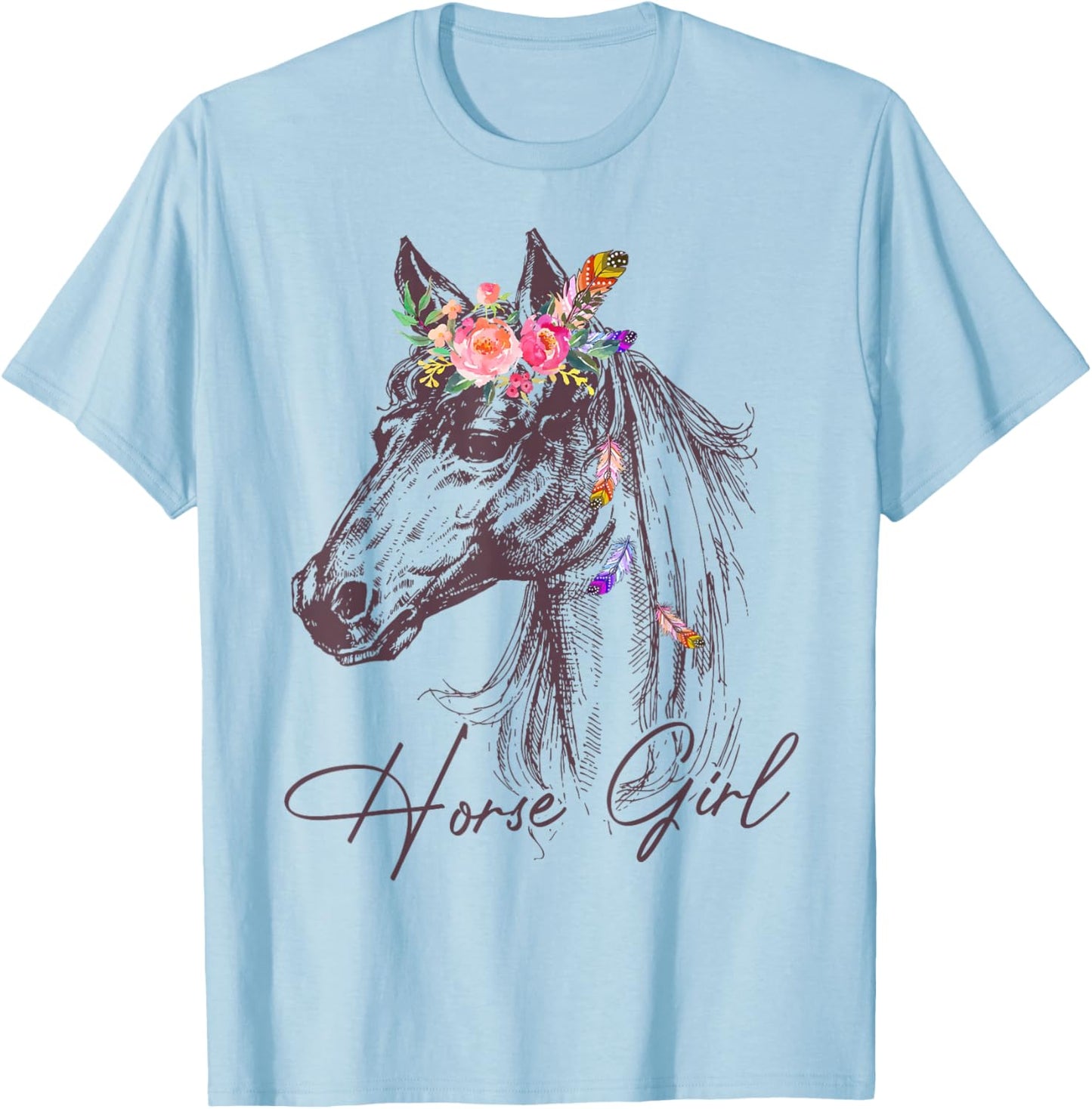 Horse Girl Horse Lover Gift Women Teenage Horseback Riding T-Shirt - T-Shirt | Light Blue