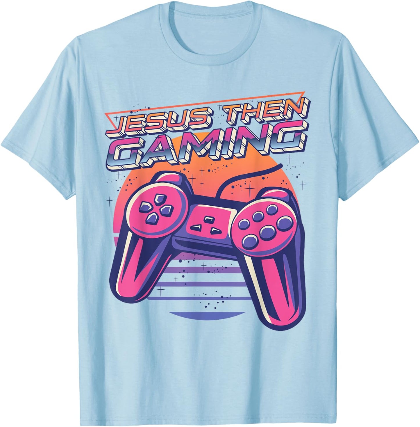 Jesus Then Gaming Gamer Christian Boys Video Game Controller T-Shirt - T-Shirt | Light Blue