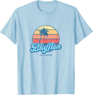 Vintage Bluffton South Carolina SC Classic 70s Retro Surfer T-Shirt - T-Shirt | Light Blue