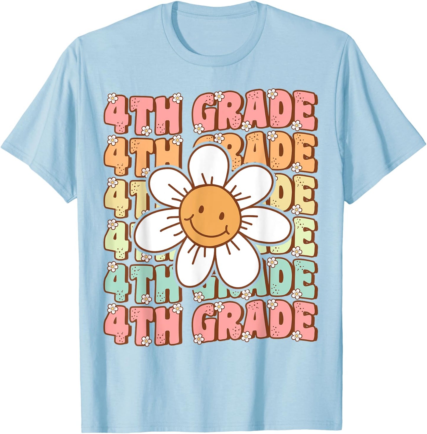 Groovy 4th Grade Back to School First Day of Fourth Grade T-Shirt - T-Shirt | Light Blue