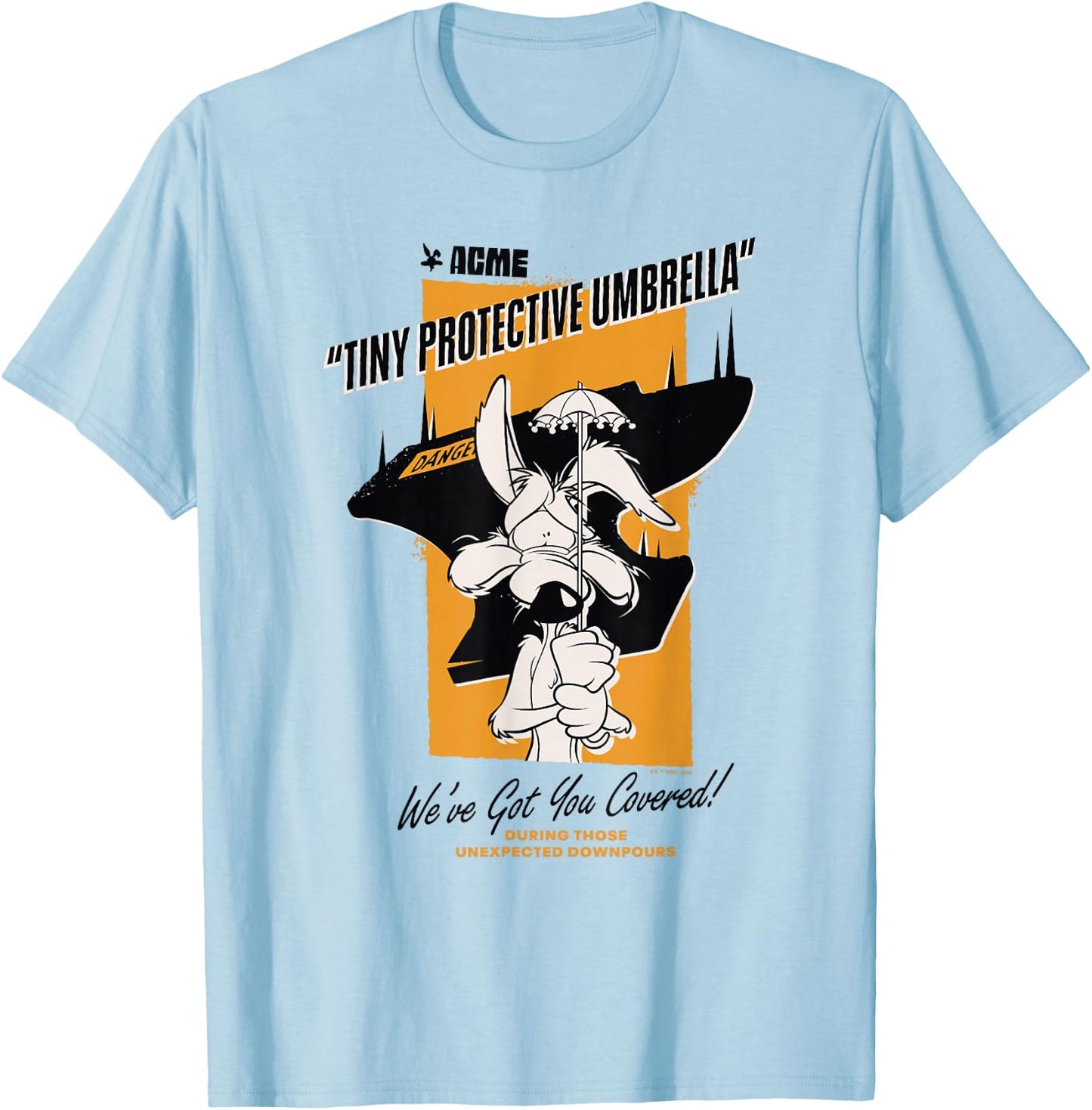 Looney Tunes Wile E. Coyote Acme Tiny Protective Umbrella T-Shirt - T-Shirt | Light Blue