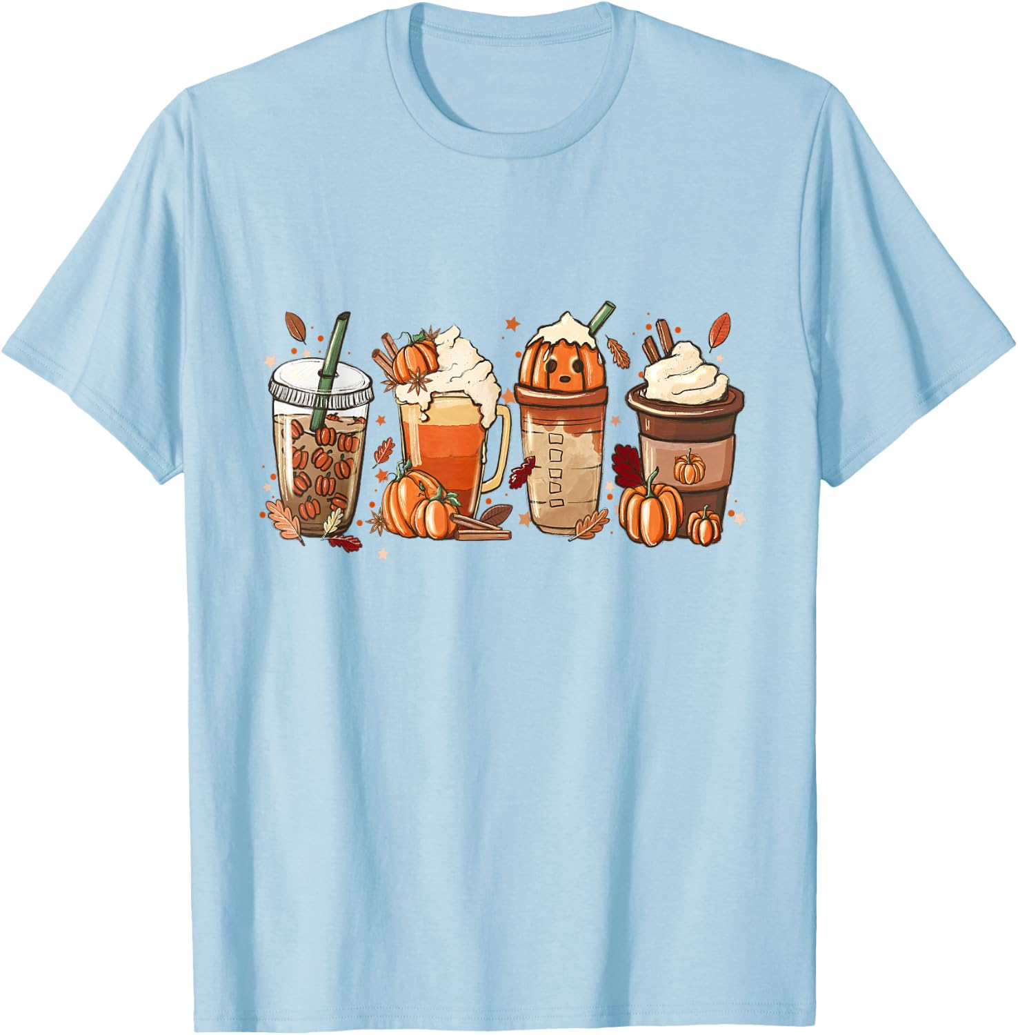 Pumpkin Spice Latte, Fall Coffee, Pumpkin Spice,Thanksgiving T-Shirt - T-Shirt | Light Blue