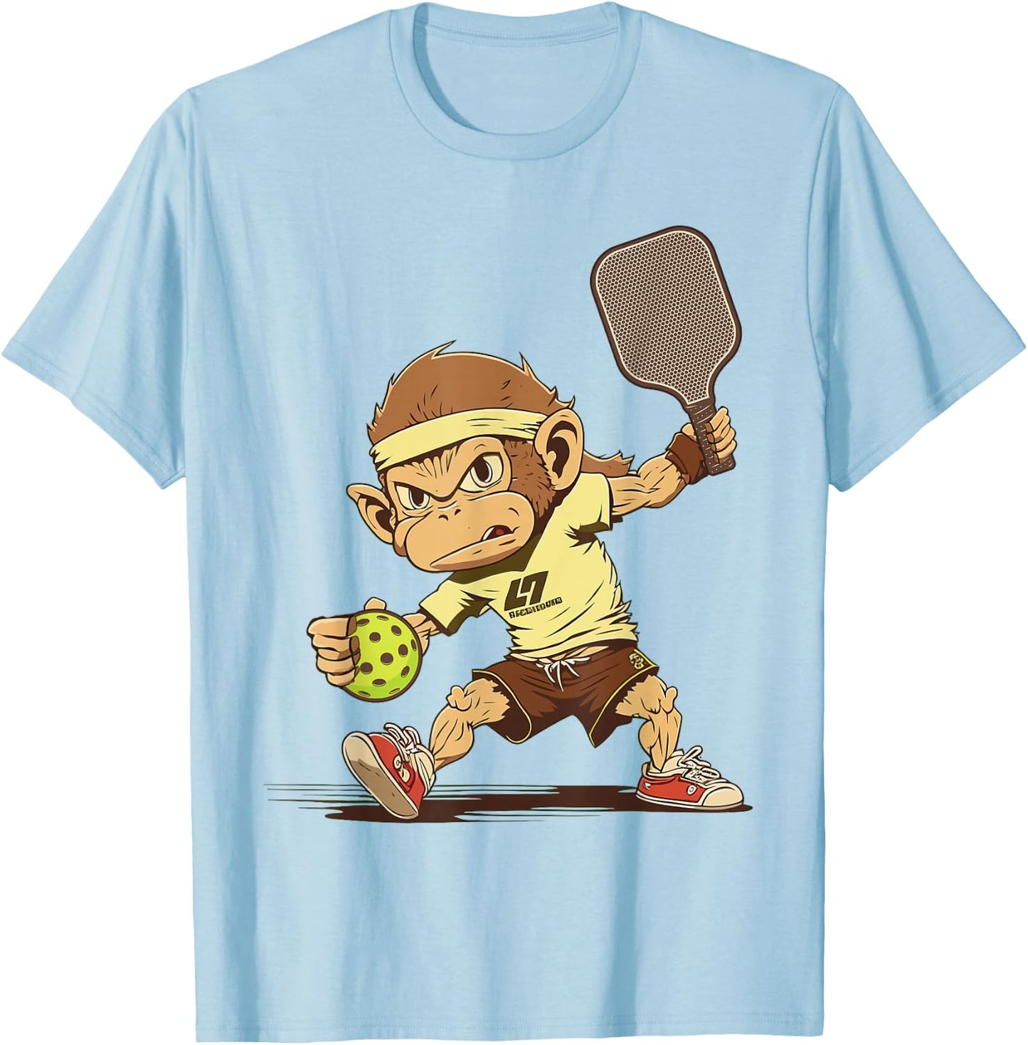 Funny Monkey Play Pickleball T-Shirt - T-Shirt | Light Blue