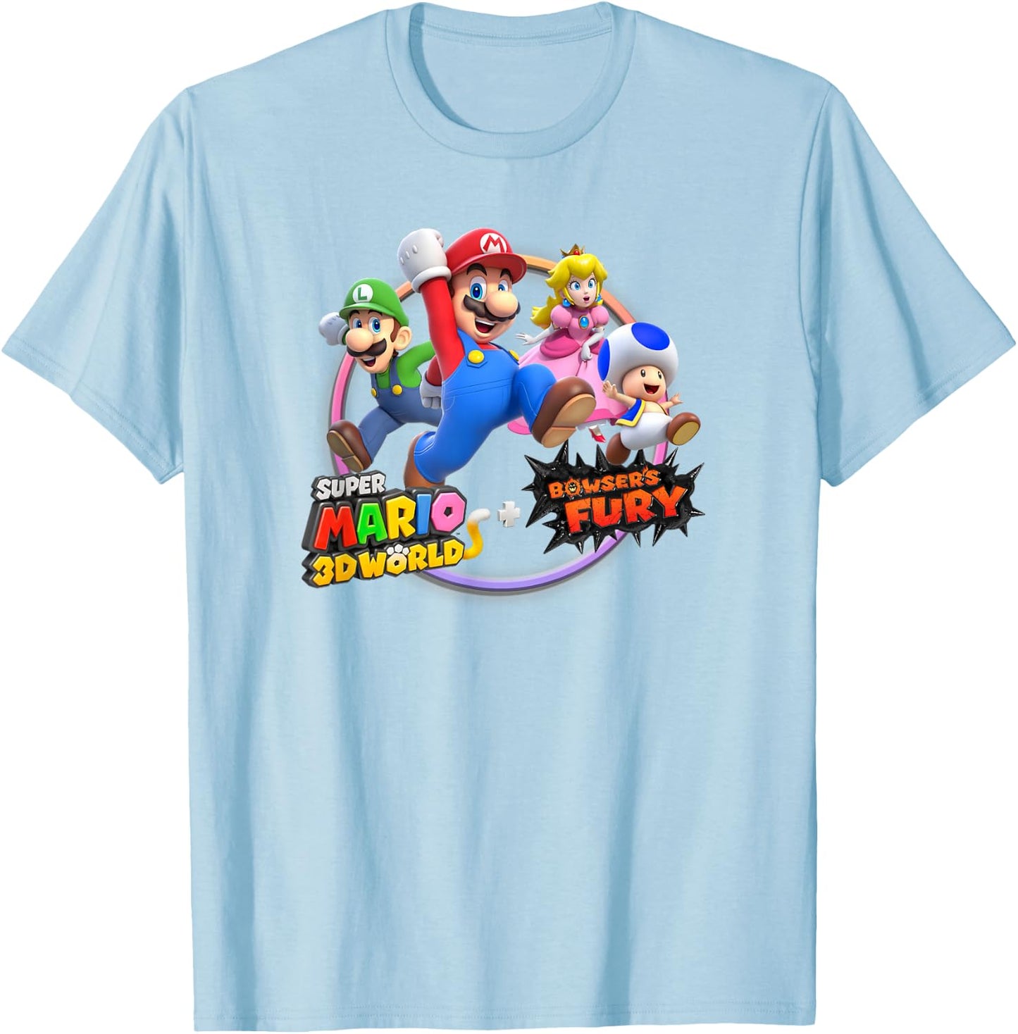 Super Mario 3D World: Bowser's Fury Nintendo Game Poster T-Shirt - T-Shirt | Light Blue