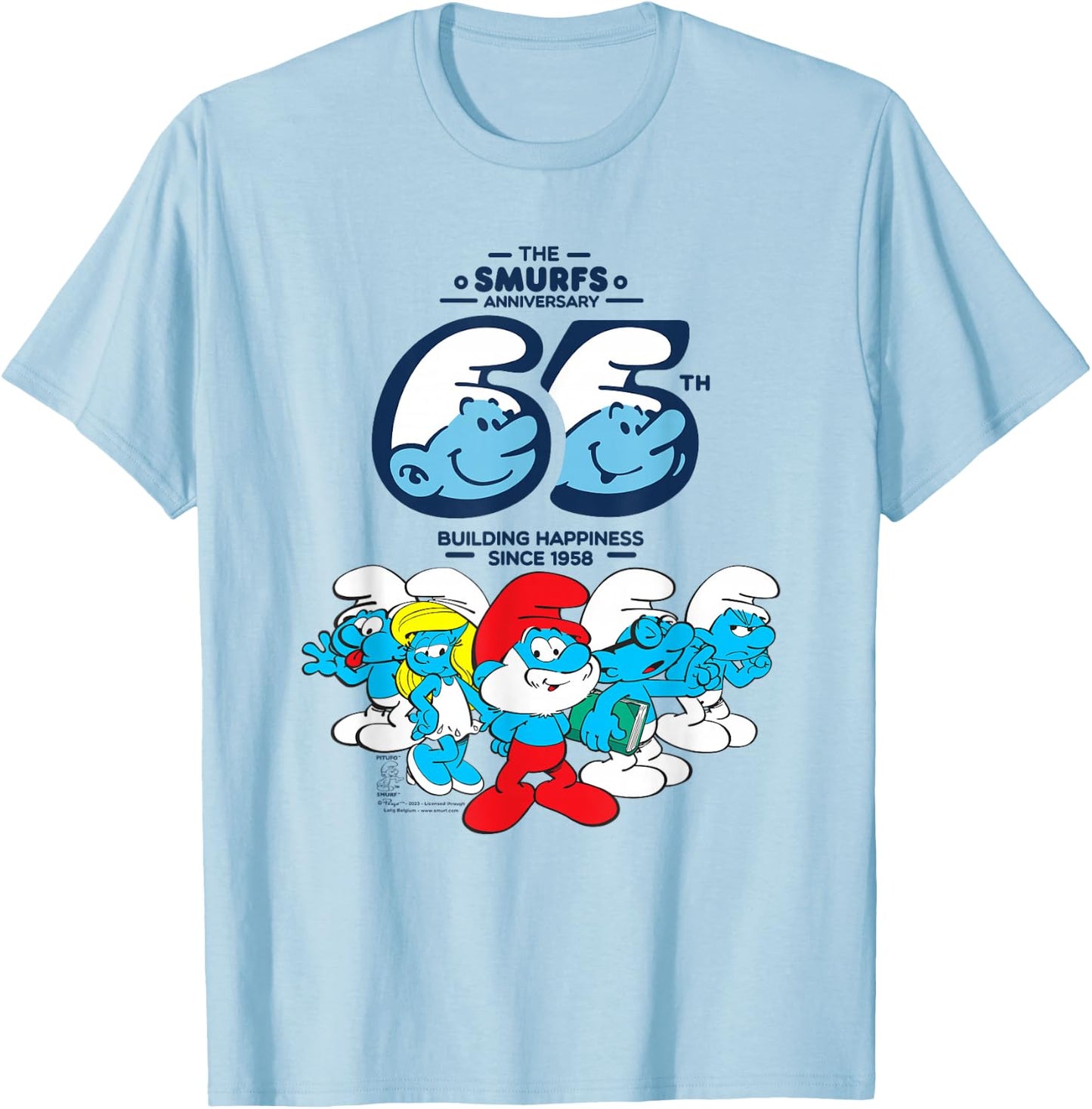 The Smurfs 65th Anniversary Group T-Shirt - T-Shirt | Light Blue