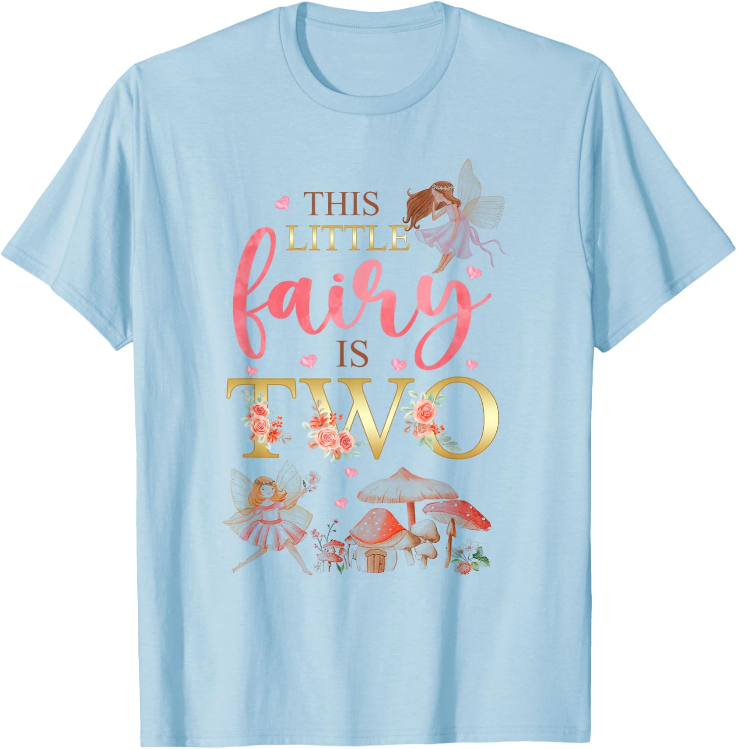 Wildflower Garden Fairy Floral 2nd Birthday Shirt Girl T-Shirt - T-Shirt | Light Blue