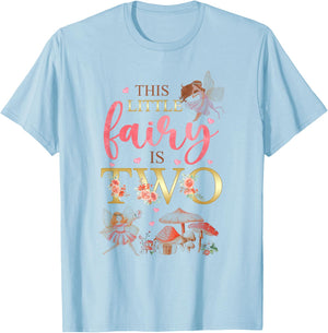 Wildflower Garden Fairy Floral 2nd Birthday Shirt Girl T-Shirt - T-Shirt | Light Blue