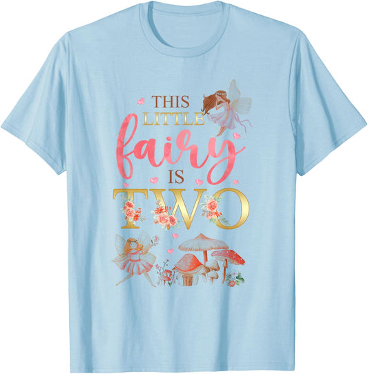 Wildflower Garden Fairy Floral 2nd Birthday Shirt Girl T-Shirt - T-Shirt | Light Blue