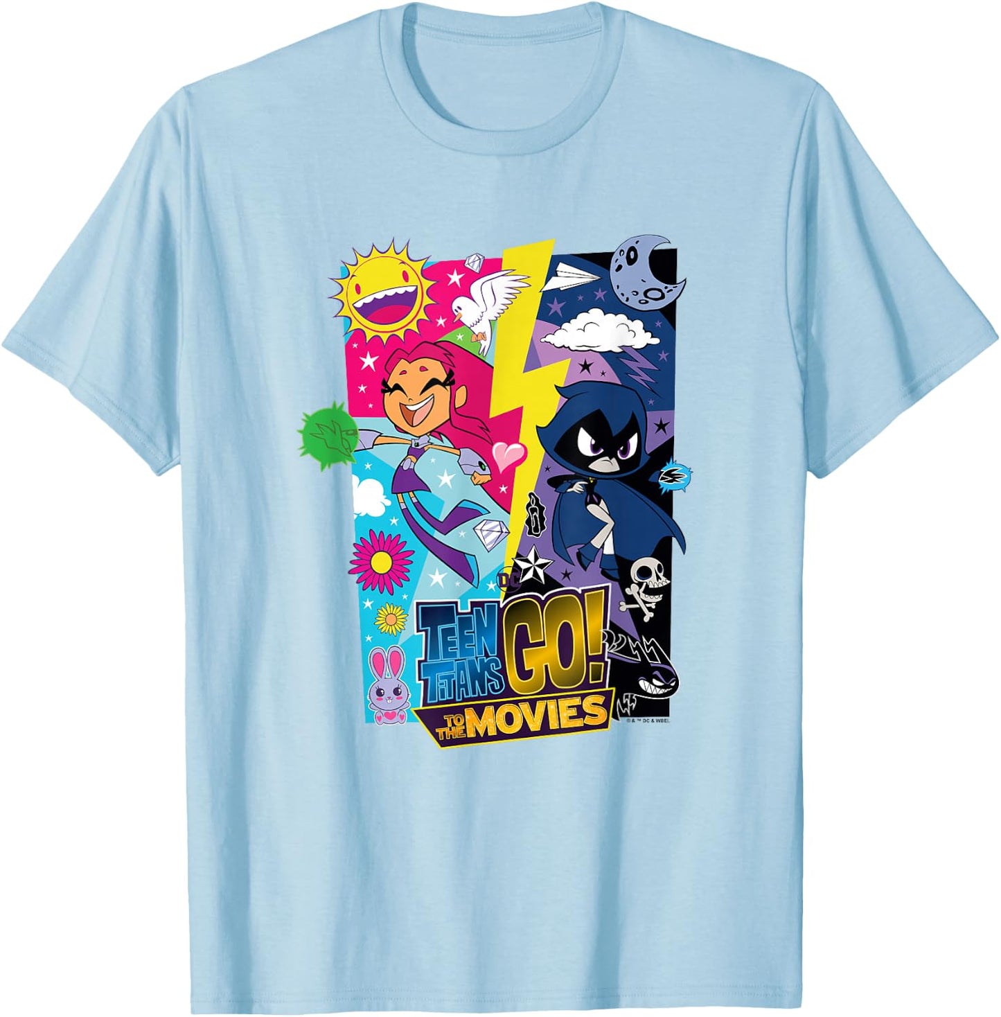 Teen Titans Go! to The Movies Light Dark Starfire Raven Duo T-Shirt - T-Shirt | Light Blue