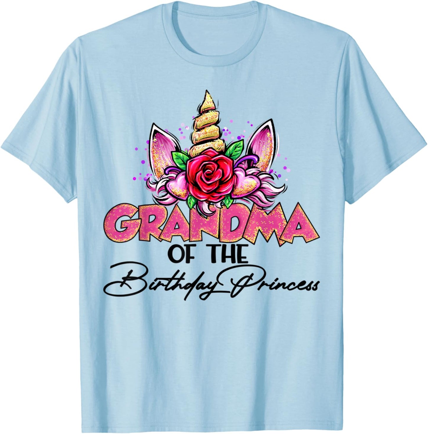 Grandma of the Birthday Princess Unicorn Matching Family T-Shirt - T-Shirt | Light Blue