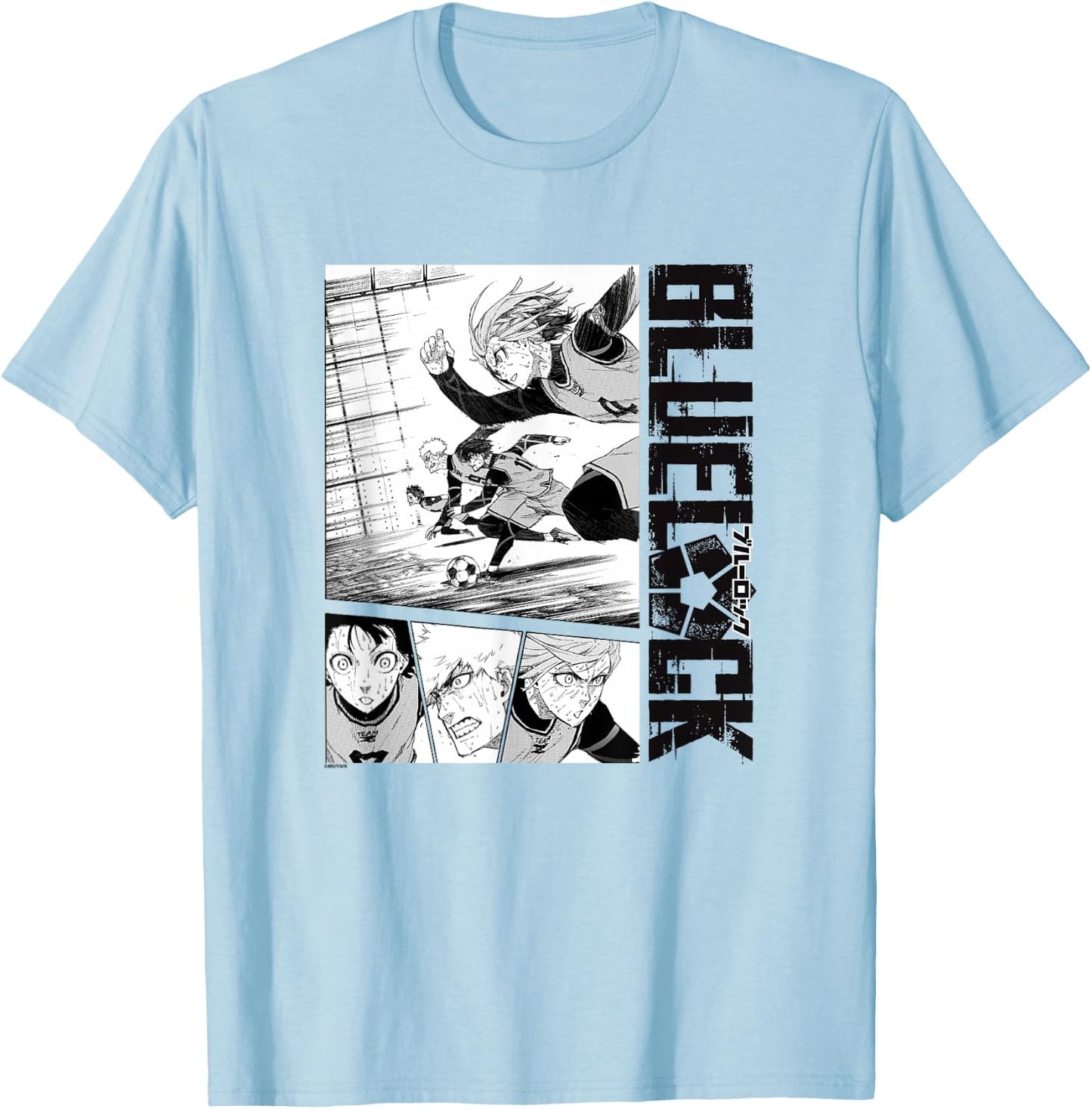 Blue Lock Bachira Kunigami Chigiri with The Goal Scent Logo T-Shirt - T-Shirt | Light Blue
