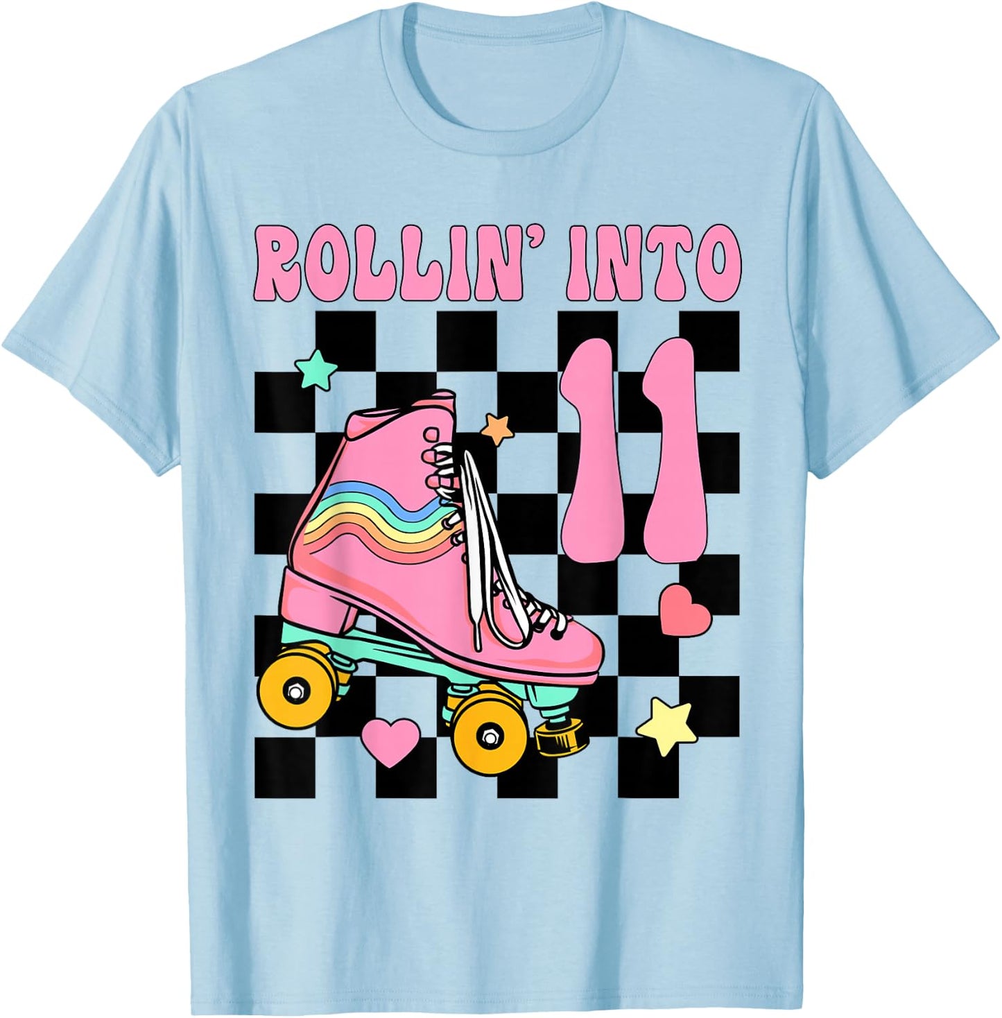 Rolling Into 11 Years Old Roller Skating Girl 11th Birthday T-Shirt - T-Shirt | Light Blue