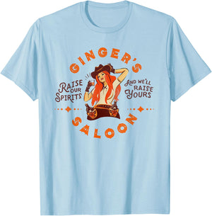 Gingers Saloon Vintage Whiskey Redhead Dive Bar Artist Gift T-Shirt - T-Shirt | Light Blue