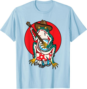 American Traditional Old School Tattoo Flash Frog Banjo T-Shirt - T-Shirt | Light Blue