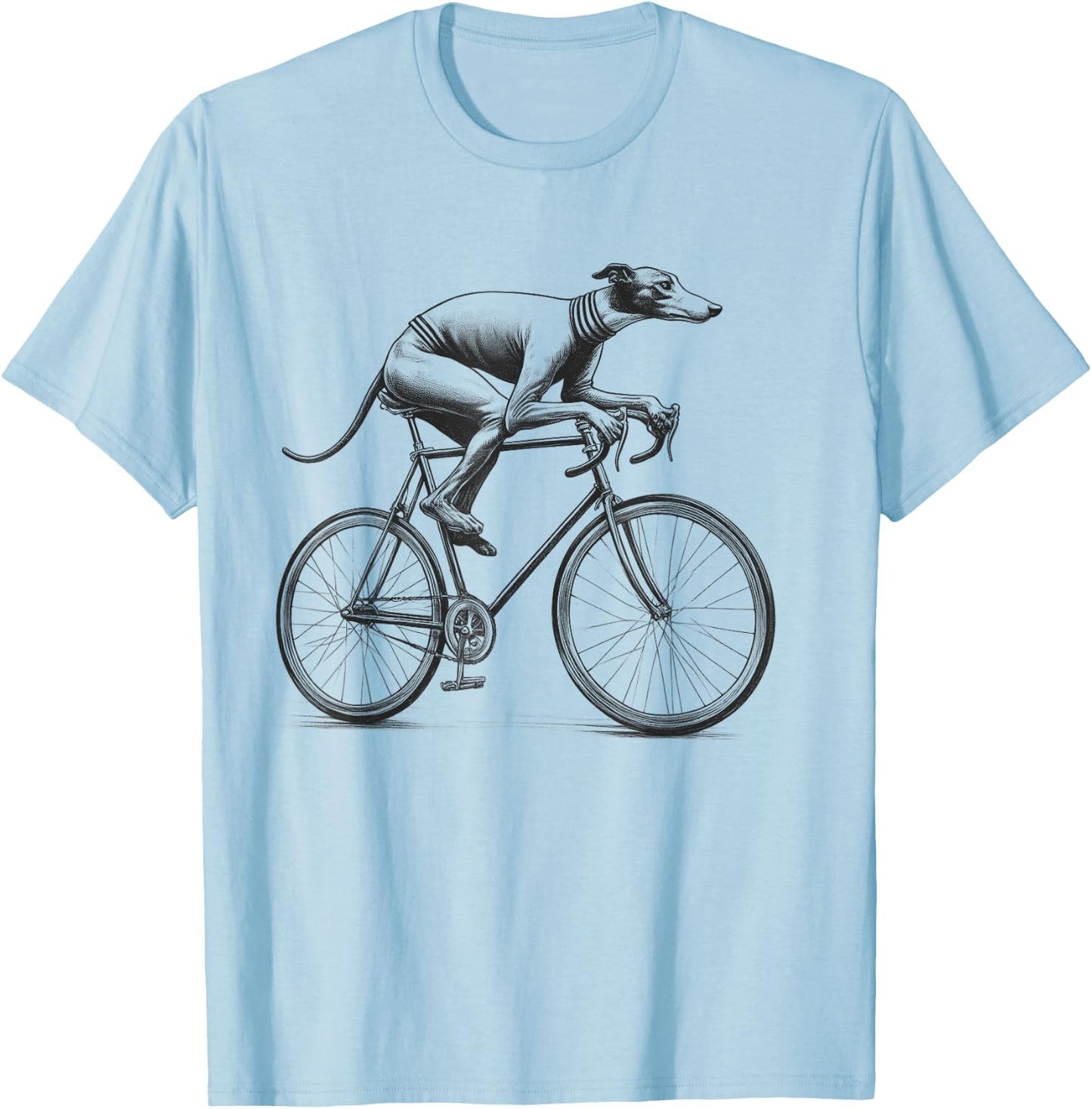 Italian Greyhound Dog Riding a Bike Bicycle Biker Cycling T-Shirt - T-Shirt | Light Blue