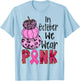 In October We Wear Pink Ribbon Leopard Pumpkin Breast Cancer T-Shirt - T-Shirt | Light Blue