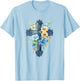 Catholic Watercolor Cross Graphic Women Floral Aesthetic T-Shirt - T-Shirt | Light Blue