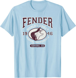 Fender World's Finest Musical Instruments Collegiate Strat T-Shirt - T-Shirt | Light Blue