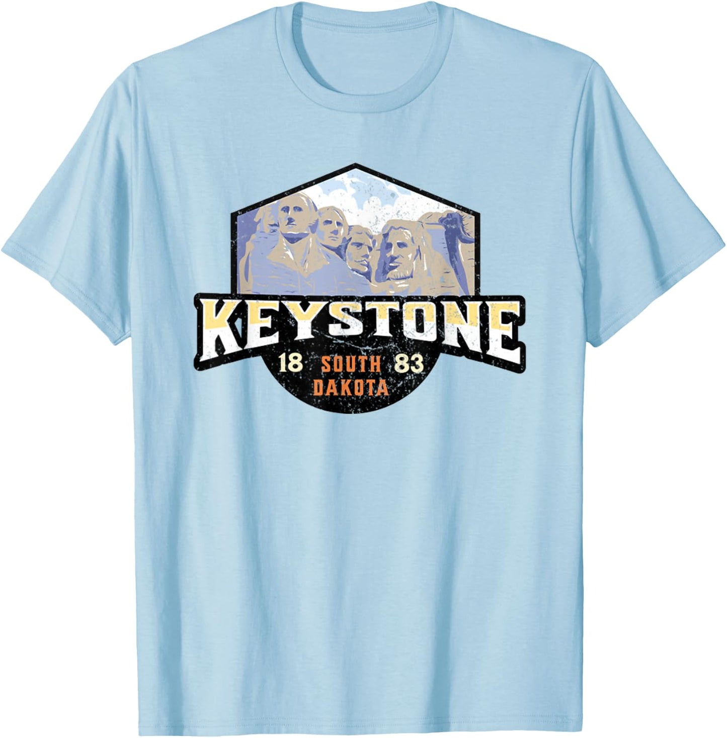 Keystone South Dakota Est 1883 Mount Rushmore T-Shirt - T-Shirt | Light Blue