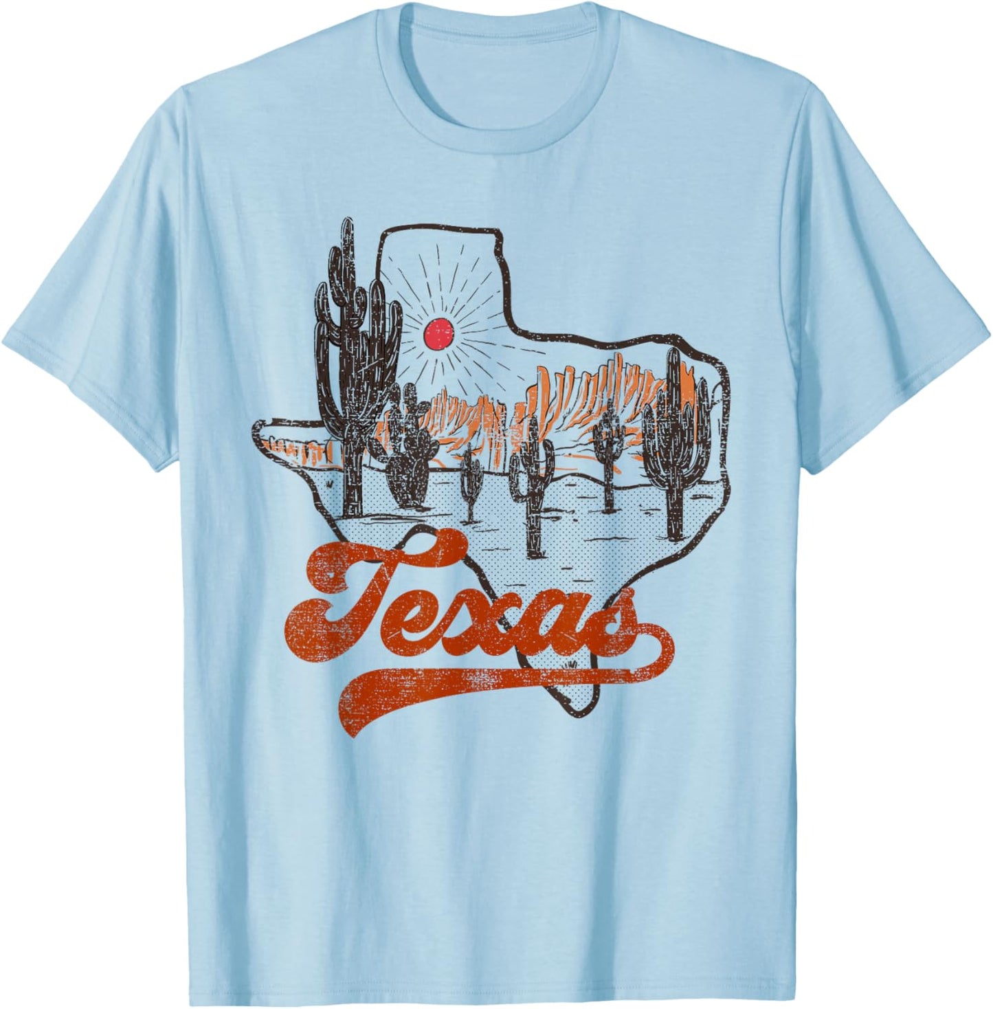 Retro Vintage Cactus Desert Western Country Texas Cowgirls T-Shirt - T-Shirt | Light Blue