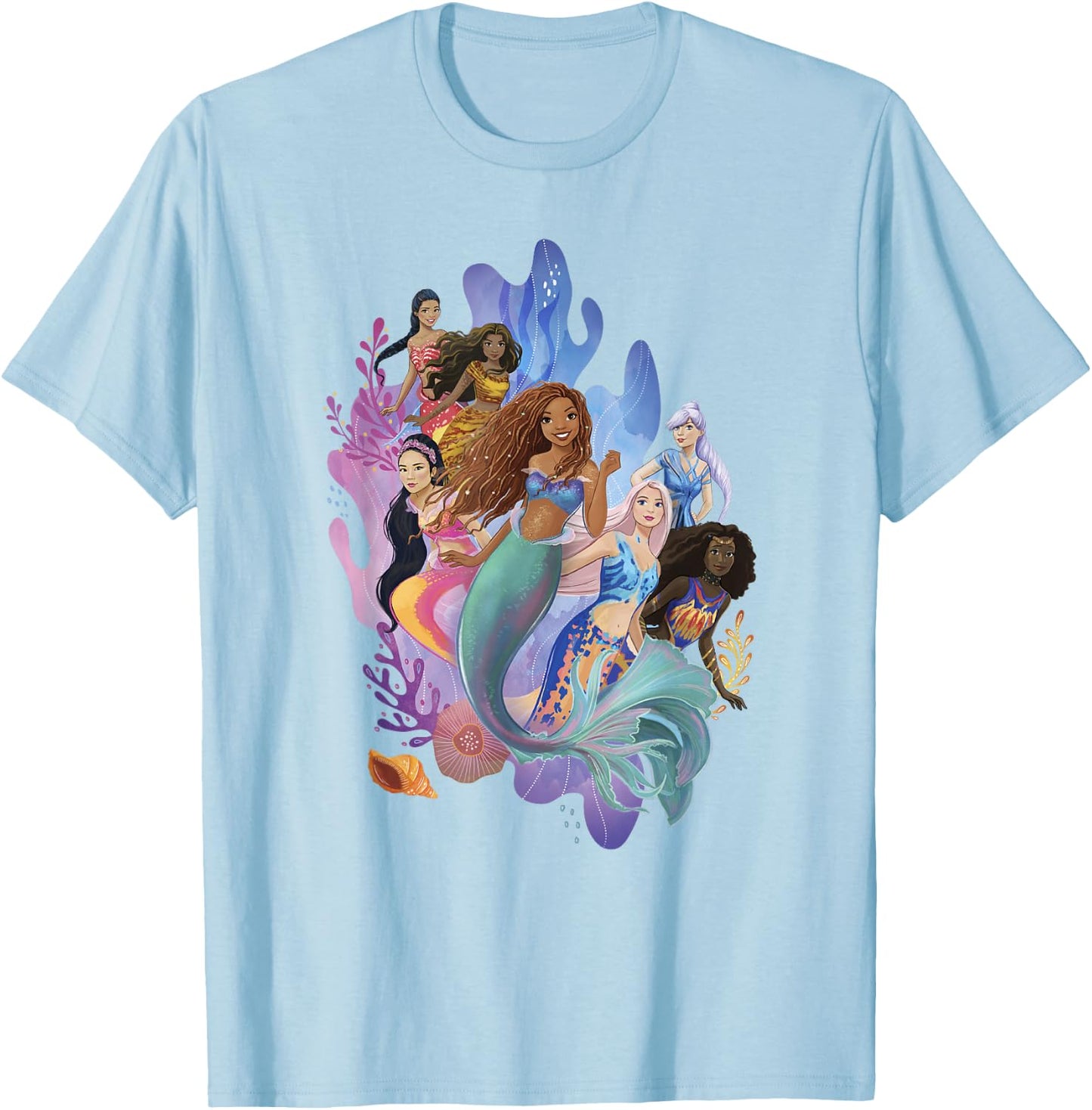 Disney The Little Mermaid Ariel & Sisters Group Shot T-Shirt - T-Shirt | Light Blue