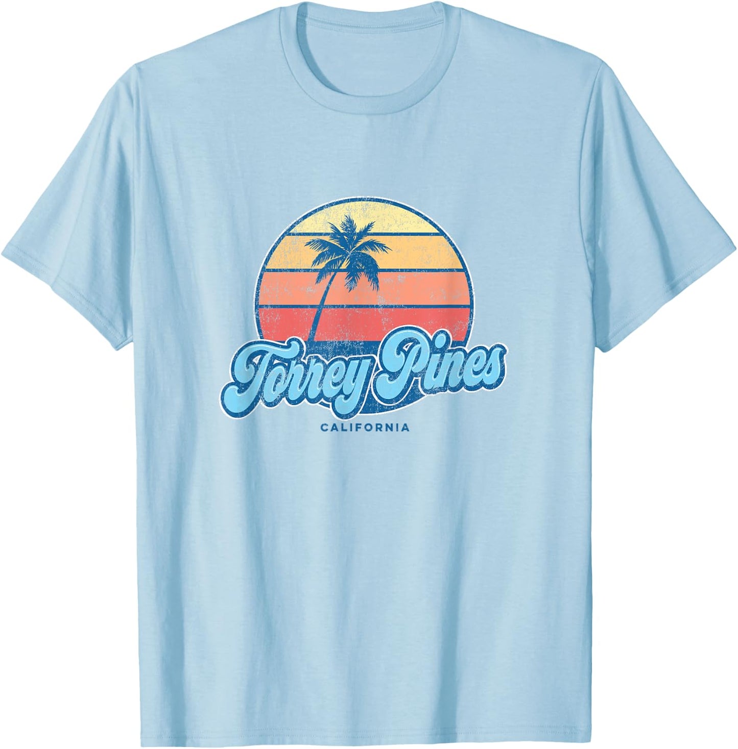 Vintage Torrey Pines California CA Classic 70s Retro Surfer T-Shirt - T-Shirt | Light Blue