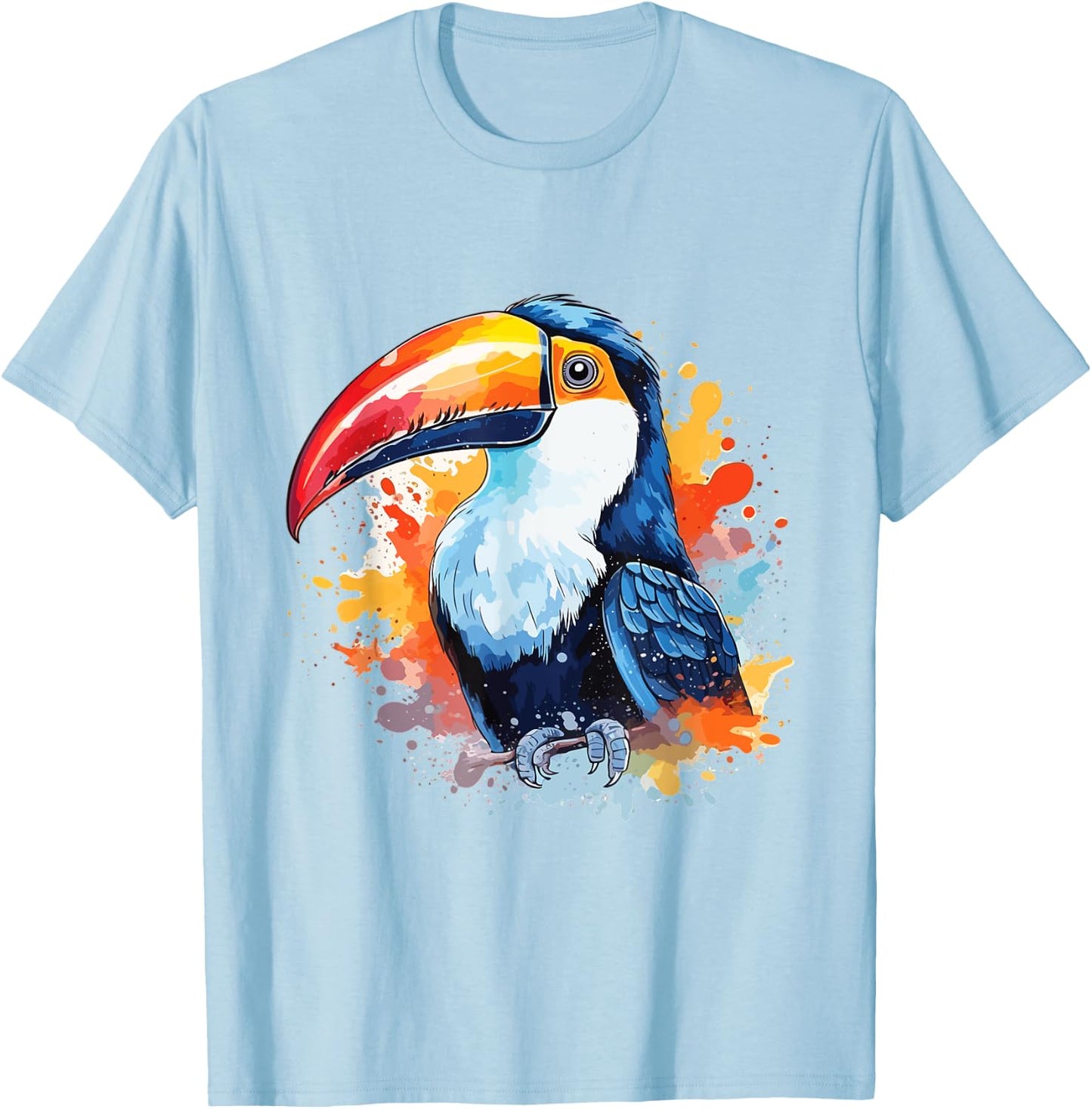 Toucan Watercolor Portrait T-Shirt - T-Shirt | Light Blue