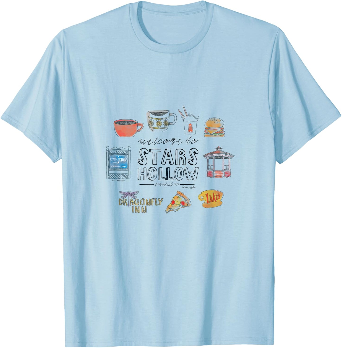 Gilmore Girls - Stars Hollow Grid T-Shirt - T-Shirt | Light Blue