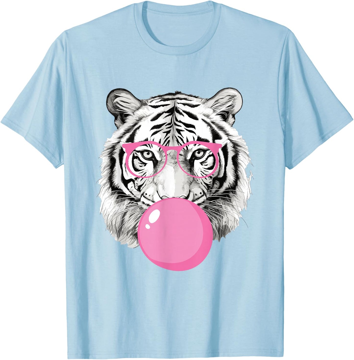 Cool Big King Tiger Bubble Gum Glasses For Mama Women Lover T-Shirt - T-Shirt | Light Blue