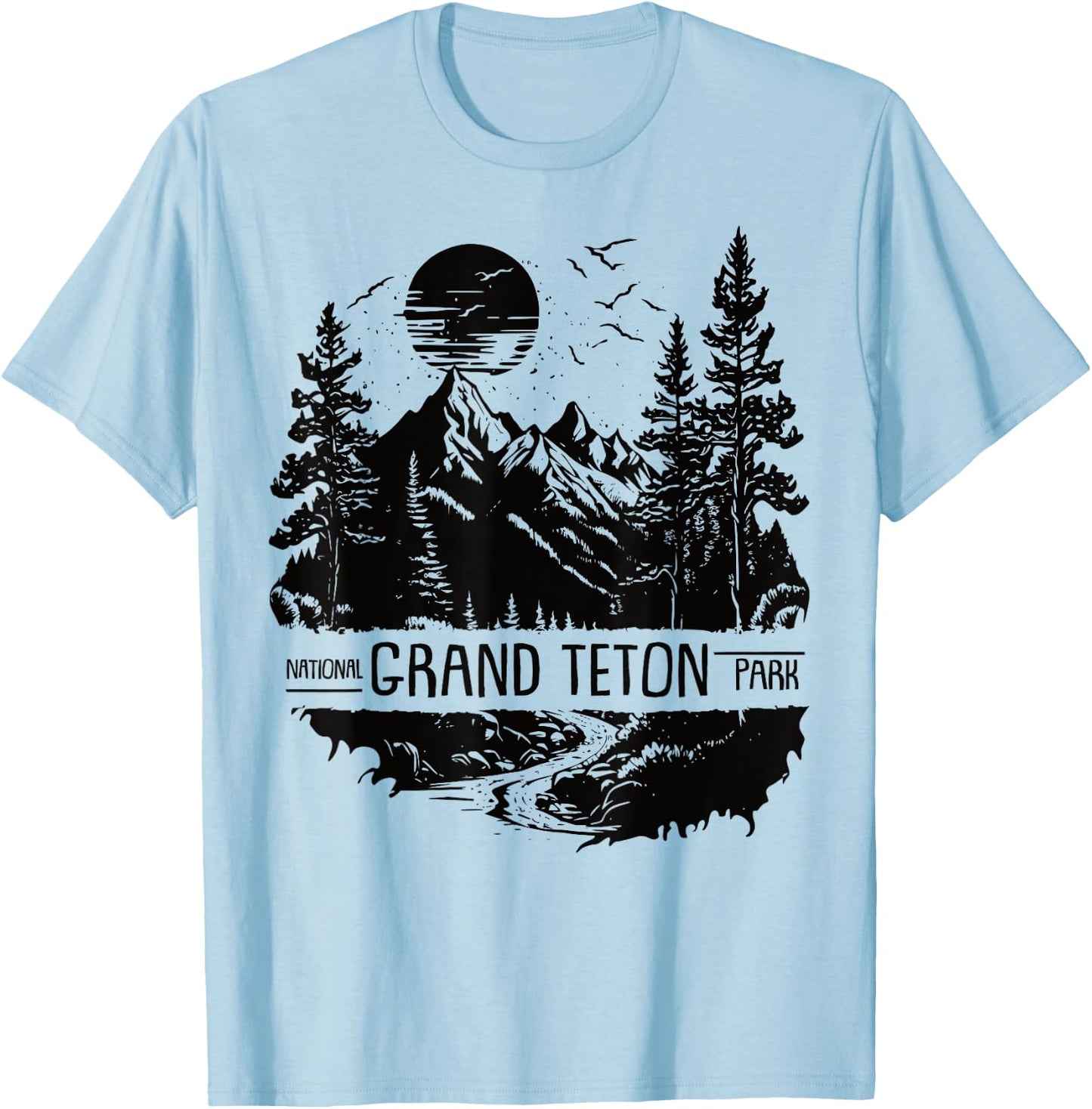 Retro Grand Teton National Park US Vintage Grand Teton T-Shirt - T-Shirt | Light Blue